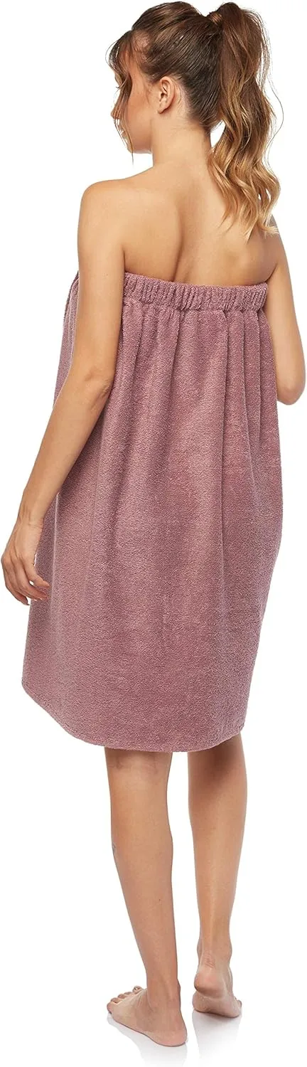 Arus Women's Bathrobe GOTS Certified Organic 100% Turkish Terry Cotton Robe Adjustable Closure Bath Wrap