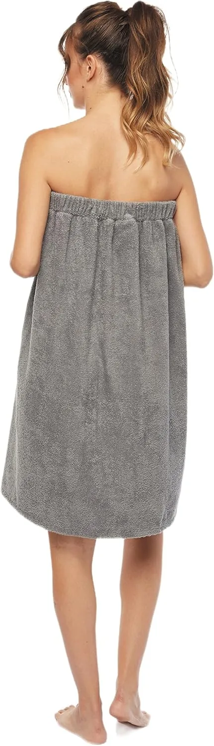 Arus Women's Bathrobe GOTS Certified Organic 100% Turkish Terry Cotton Robe Adjustable Closure Bath Wrap