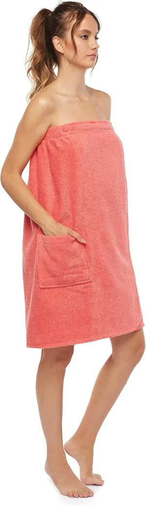 Arus Women's Bathrobe GOTS Certified Organic 100% Turkish Terry Cotton Robe Adjustable Closure Bath Wrap