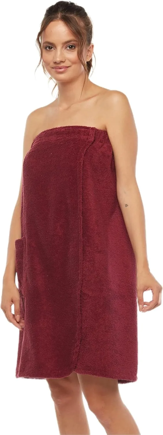 Arus Women's Bathrobe GOTS Certified Organic 100% Turkish Terry Cotton Robe Adjustable Closure Bath Wrap