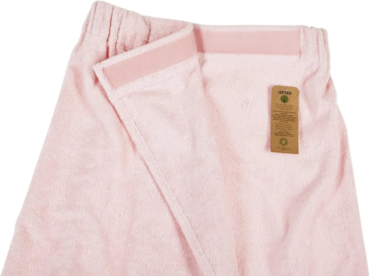 Arus Women's Bathrobe GOTS Certified Organic 100% Turkish Terry Cotton Robe Adjustable Closure Bath Wrap