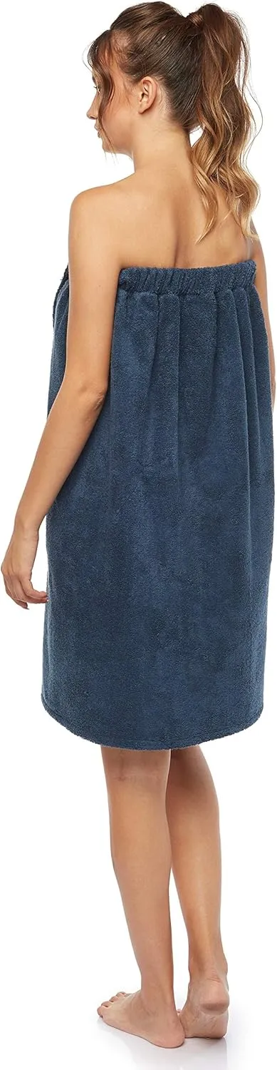 Arus Women's Bathrobe GOTS Certified Organic 100% Turkish Terry Cotton Robe Adjustable Closure Bath Wrap