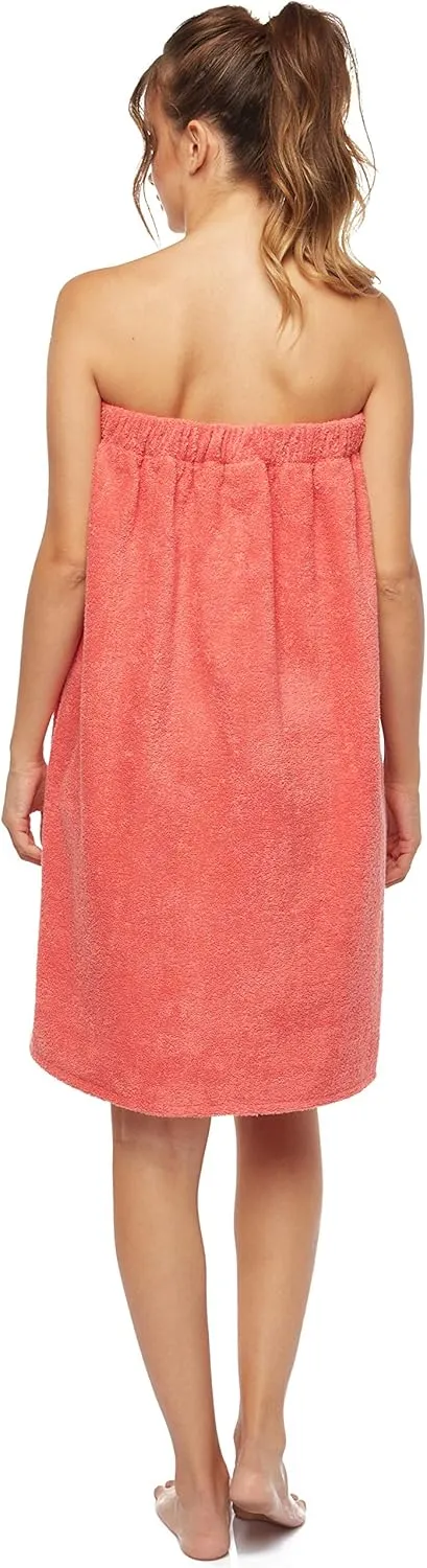 Arus Women's Bathrobe GOTS Certified Organic 100% Turkish Terry Cotton Robe Adjustable Closure Bath Wrap