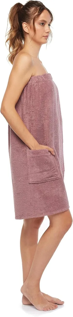 Arus Women's Bathrobe GOTS Certified Organic 100% Turkish Terry Cotton Robe Adjustable Closure Bath Wrap