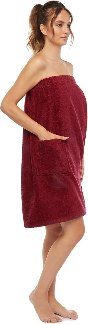 Arus Women's Bathrobe GOTS Certified Organic 100% Turkish Terry Cotton Robe Adjustable Closure Bath Wrap
