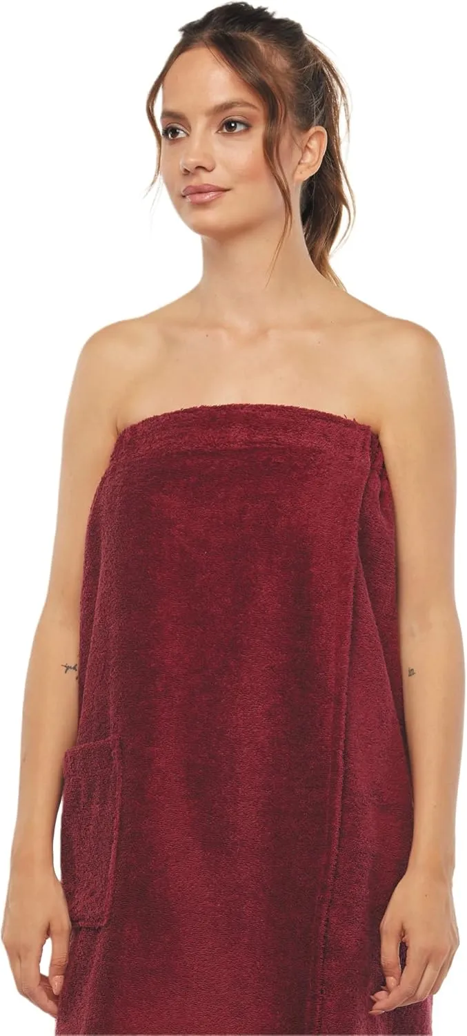 Arus Women's Bathrobe GOTS Certified Organic 100% Turkish Terry Cotton Robe Adjustable Closure Bath Wrap