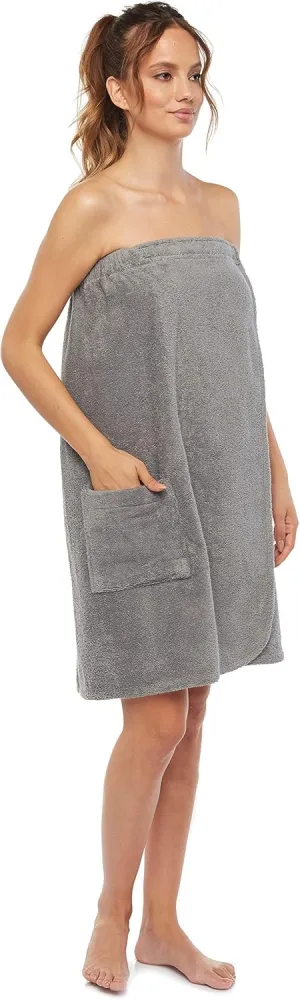 Arus Women's Bathrobe GOTS Certified Organic 100% Turkish Terry Cotton Robe Adjustable Closure Bath Wrap