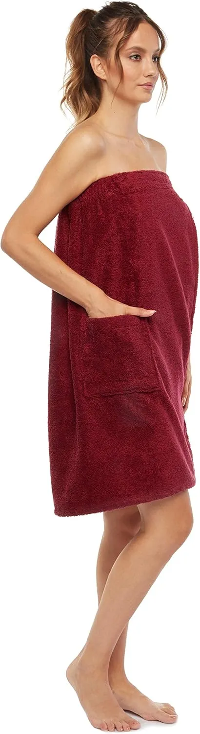 Arus Women's Bathrobe GOTS Certified Organic 100% Turkish Terry Cotton Robe Adjustable Closure Bath Wrap