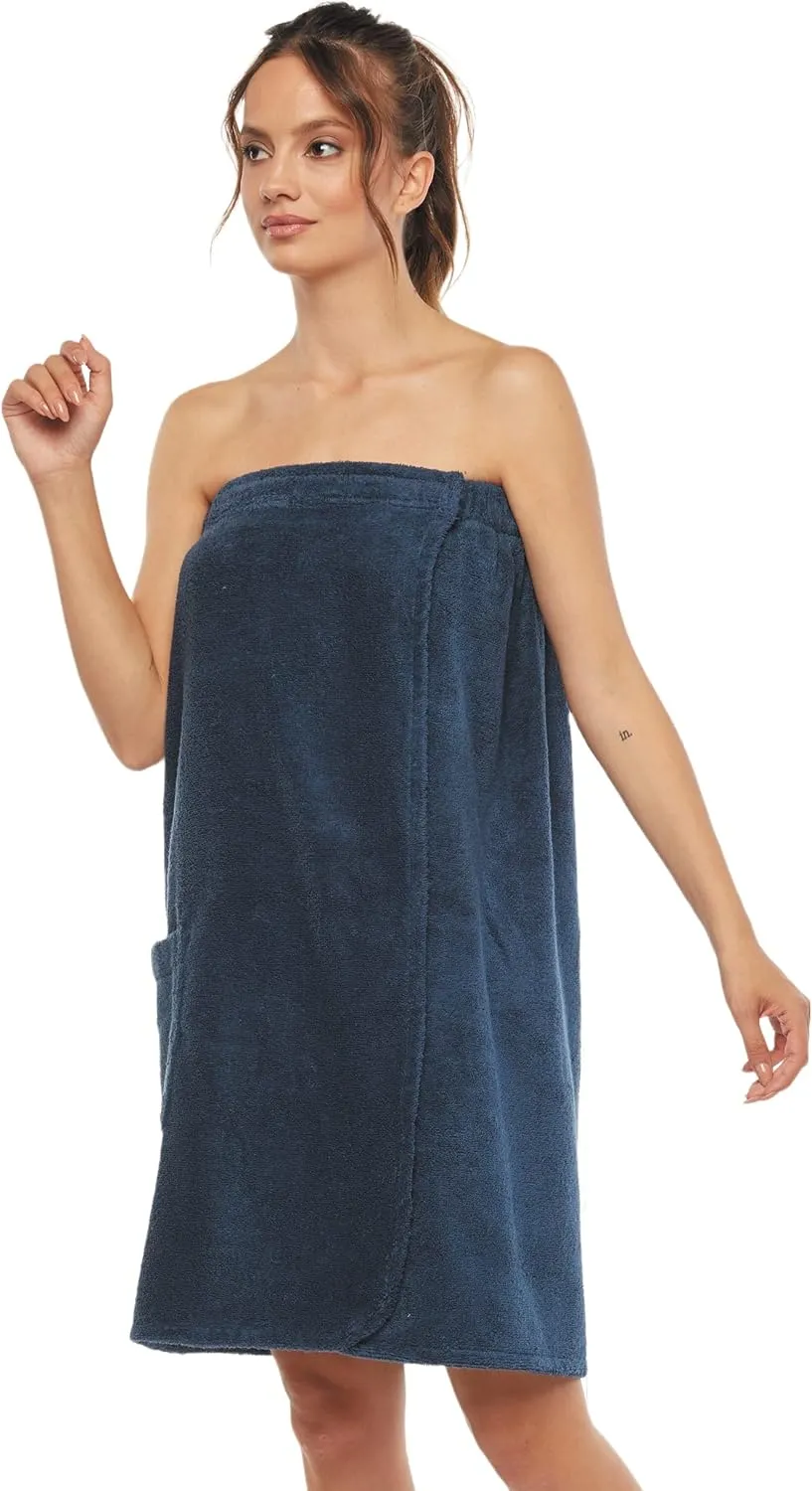 Arus Women's Bathrobe GOTS Certified Organic 100% Turkish Terry Cotton Robe Adjustable Closure Bath Wrap