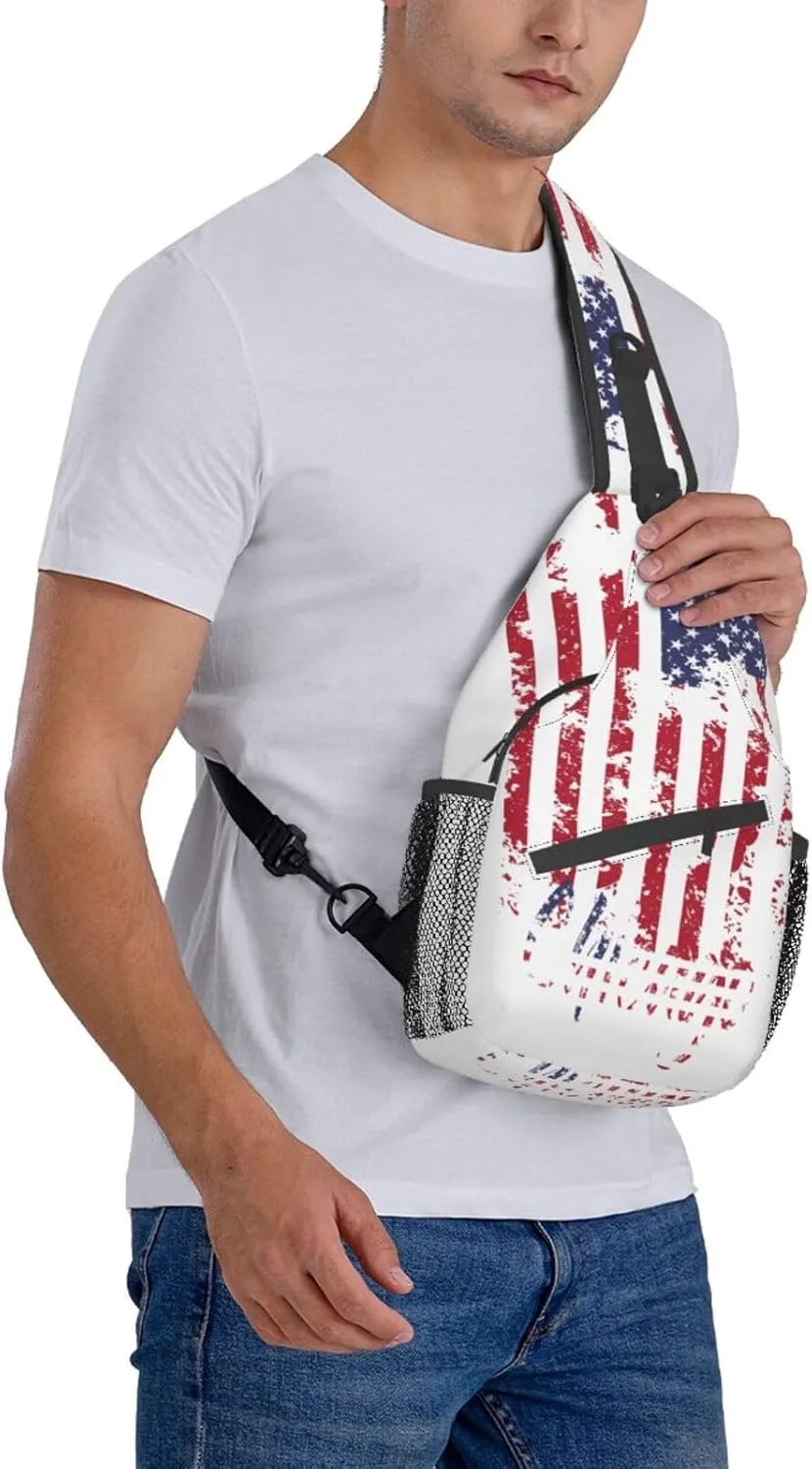 ASYG Chicago Sling Bag Chicago Flag Crossbody Chest Daypack Casual Backpack Chicago Shoulder Bag Flag Hiking Bag