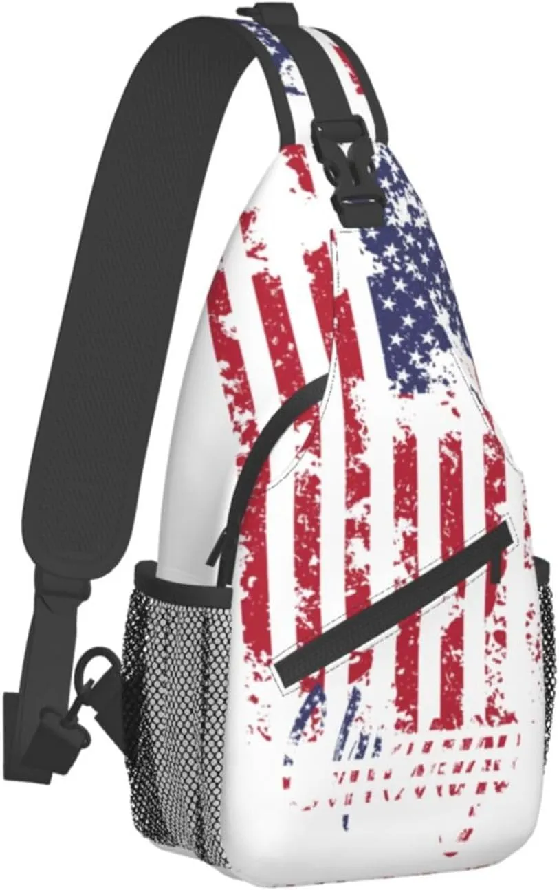 ASYG Chicago Sling Bag Chicago Flag Crossbody Chest Daypack Casual Backpack Chicago Shoulder Bag Flag Hiking Bag