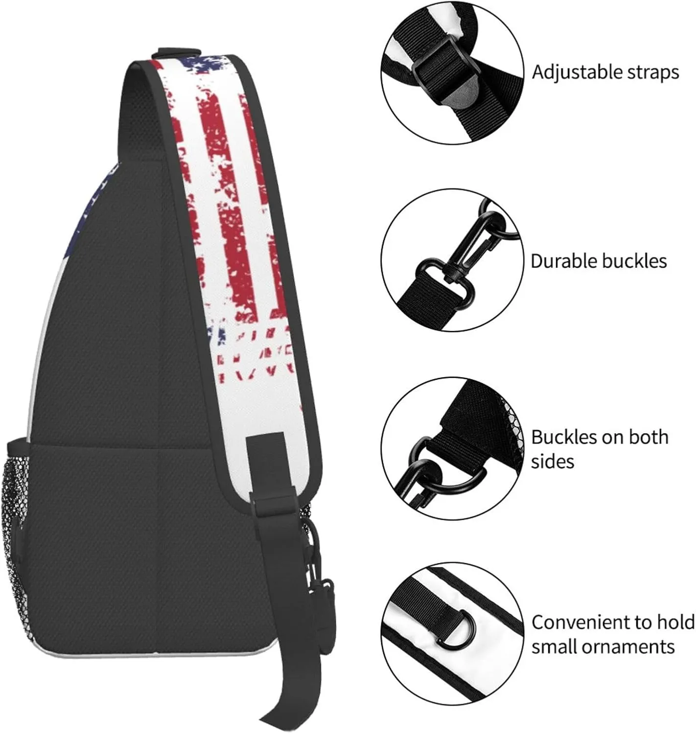 ASYG Chicago Sling Bag Chicago Flag Crossbody Chest Daypack Casual Backpack Chicago Shoulder Bag Flag Hiking Bag
