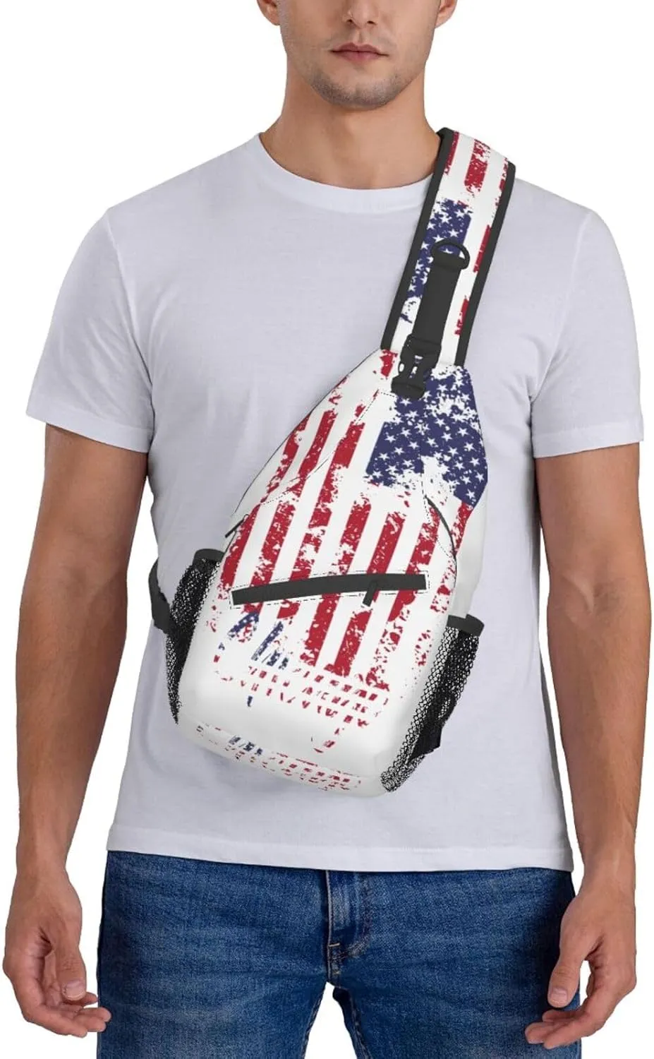 ASYG Chicago Sling Bag Chicago Flag Crossbody Chest Daypack Casual Backpack Chicago Shoulder Bag Flag Hiking Bag