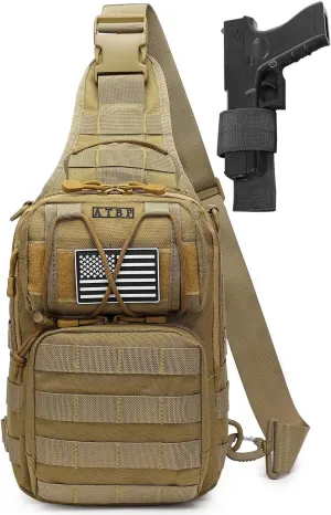 ATBP Tactical Sling Backpack Bag Pack for Men Military One Strap Shoulder Backpack Crossbody Bag With Holster 10 Liters