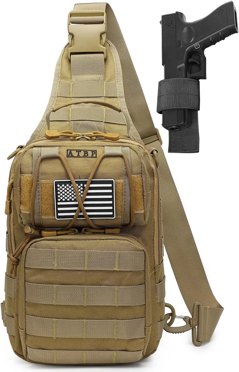 ATBP Tactical Sling Backpack Bag Pack for Men Military One Strap Shoulder Backpack Crossbody Bag With Holster 10 Liters