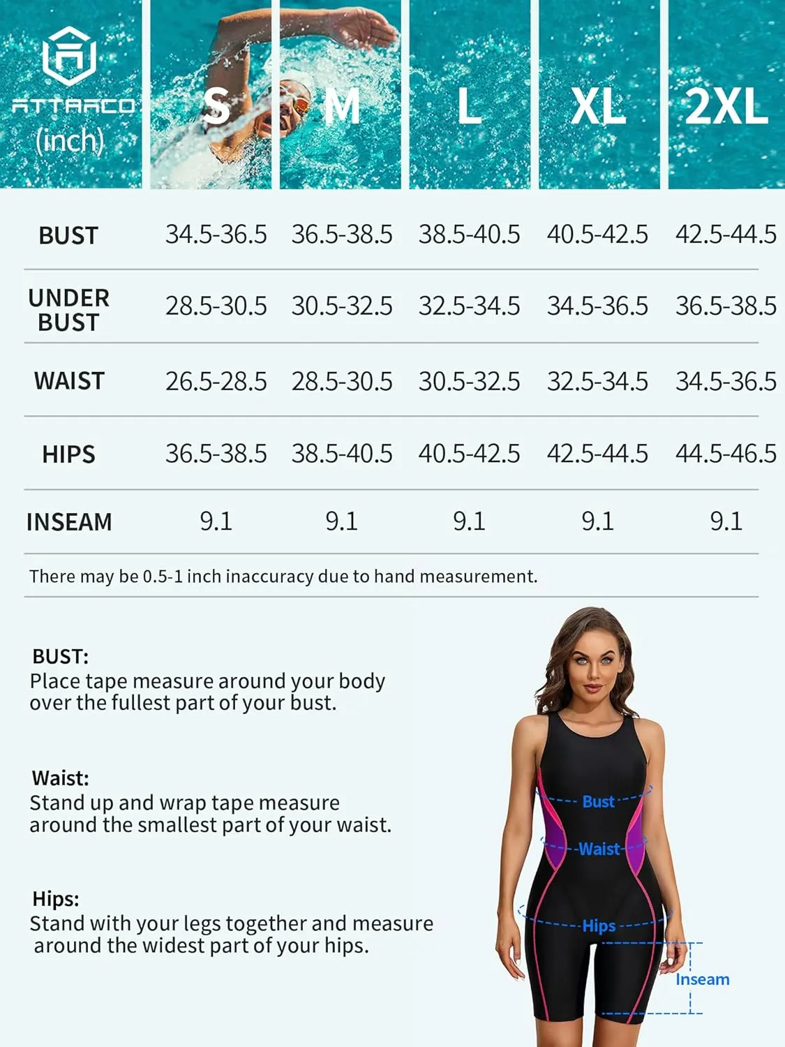 ATTRACO Athletic One Piece Swimsuits for Women Boyleg Swimwear Racerback Bathing Suits