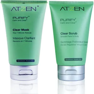 ATZEN® PURIFY™ - Calm and Clear™ - Clear Scrub and Mask / Retail Starter Bundle Includes (3) PURIFY Clear Scrub & (3) PURIFY Clear Mask