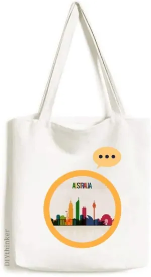 Australia City Landmark Skyscrapers Outline Expression Gift Sack Canvas Tote Shoulder Bag
