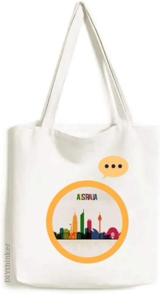 Australia City Landmark Skyscrapers Outline Expression Gift Sack Canvas Tote Shoulder Bag