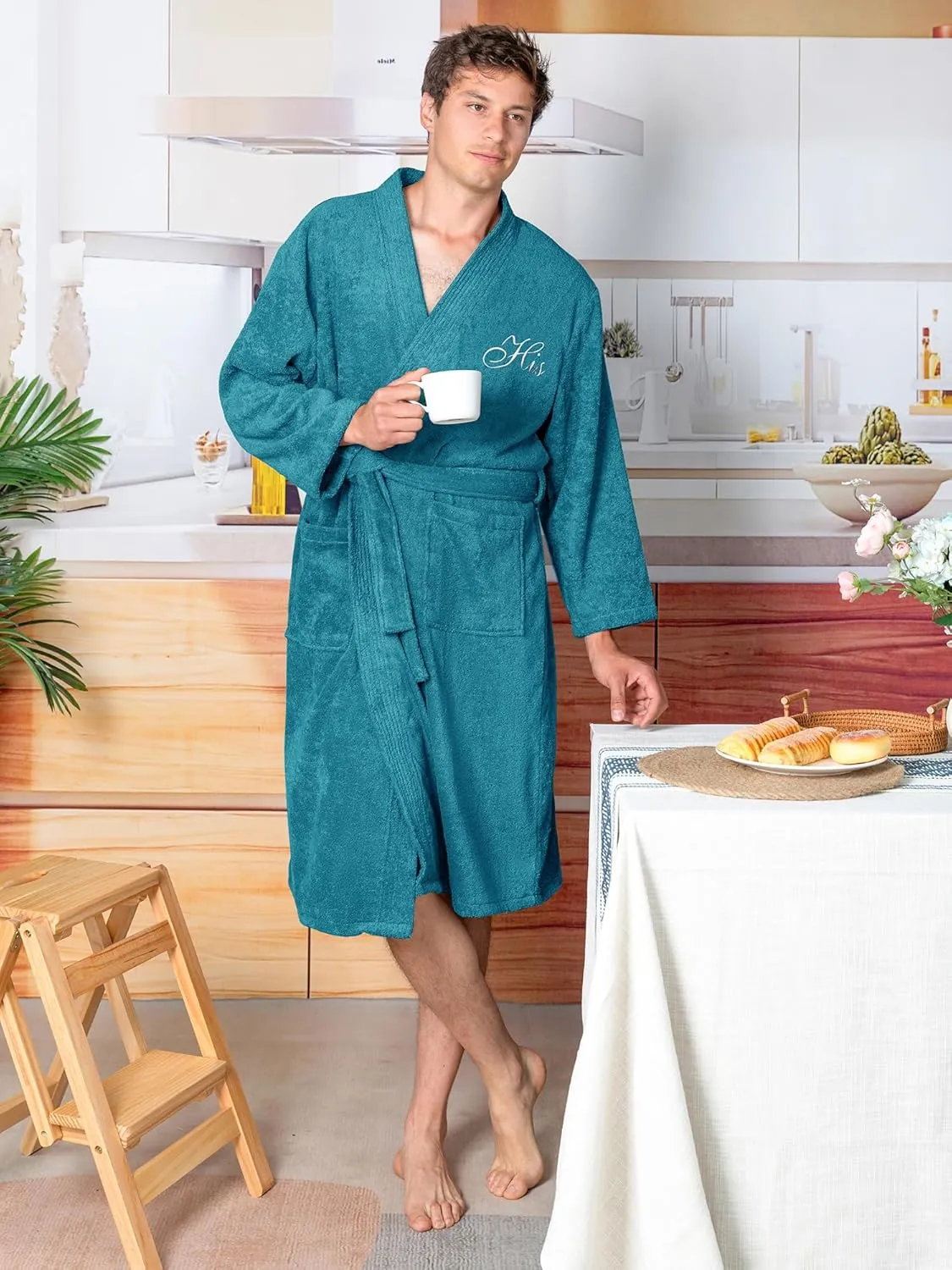 AW BRIDAL 2Pcs Couple Terry Cloth Robes 100% Cotton Hooded Spa Robe for Women Men Wedding Anniversary Engagement Gifts