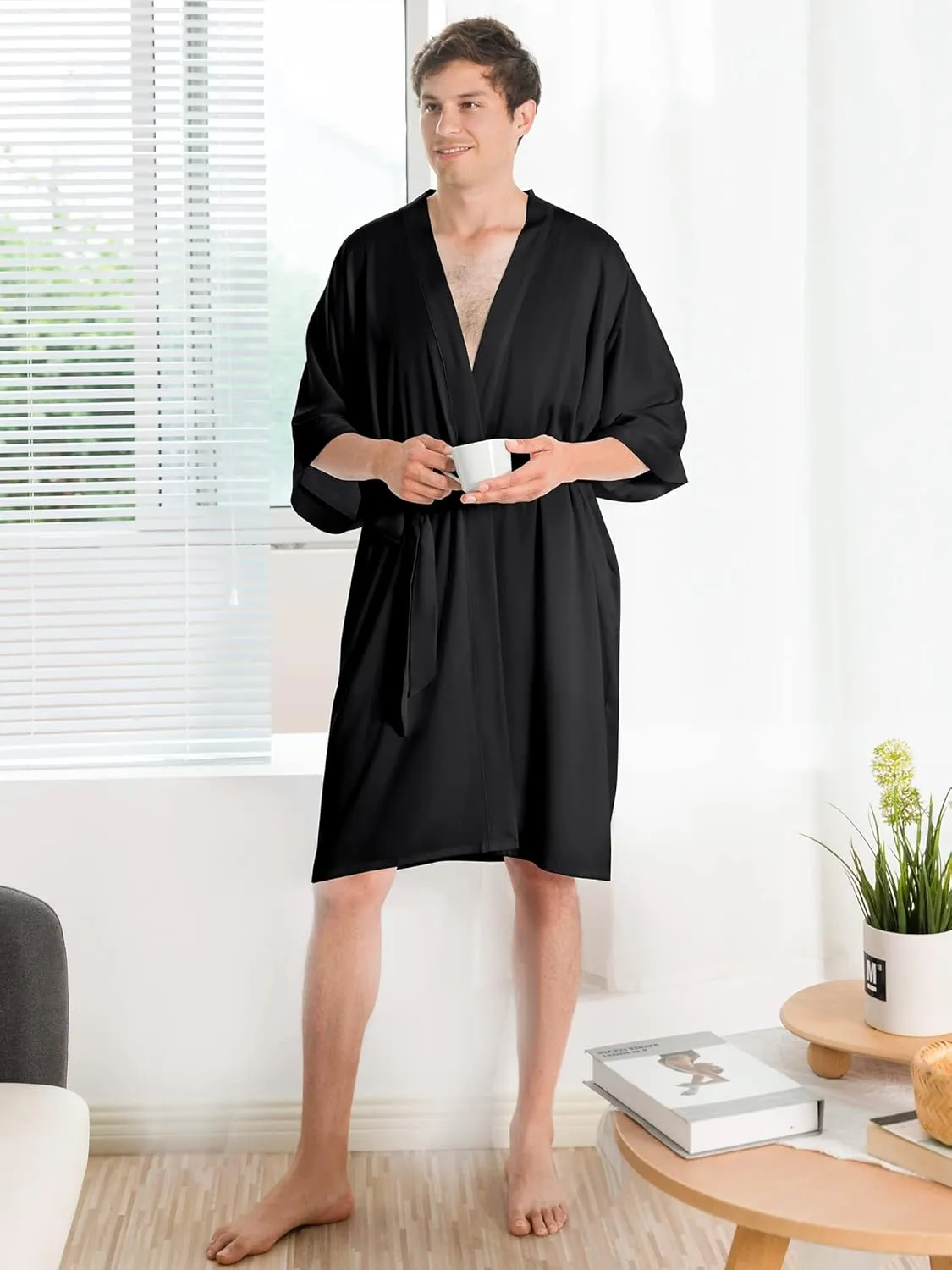 AW BRIDAL 2Pcs Mr Mrs Robes His Her Silk Robe Satin Matching Robes for Couples Wedding Bridal Shower Engagement Gifts