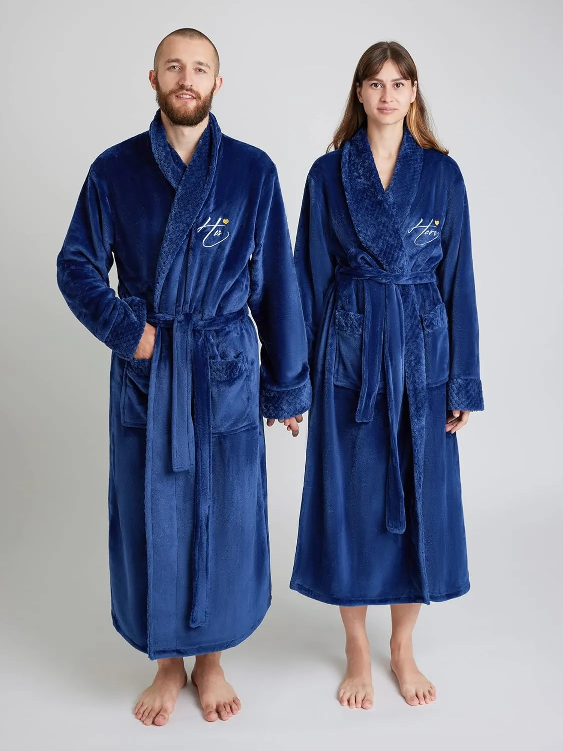AW BRIDAL Couples Gifts His and Hers Robes Embroidered Spa Robes Wedding Engagement Gifts for Couples