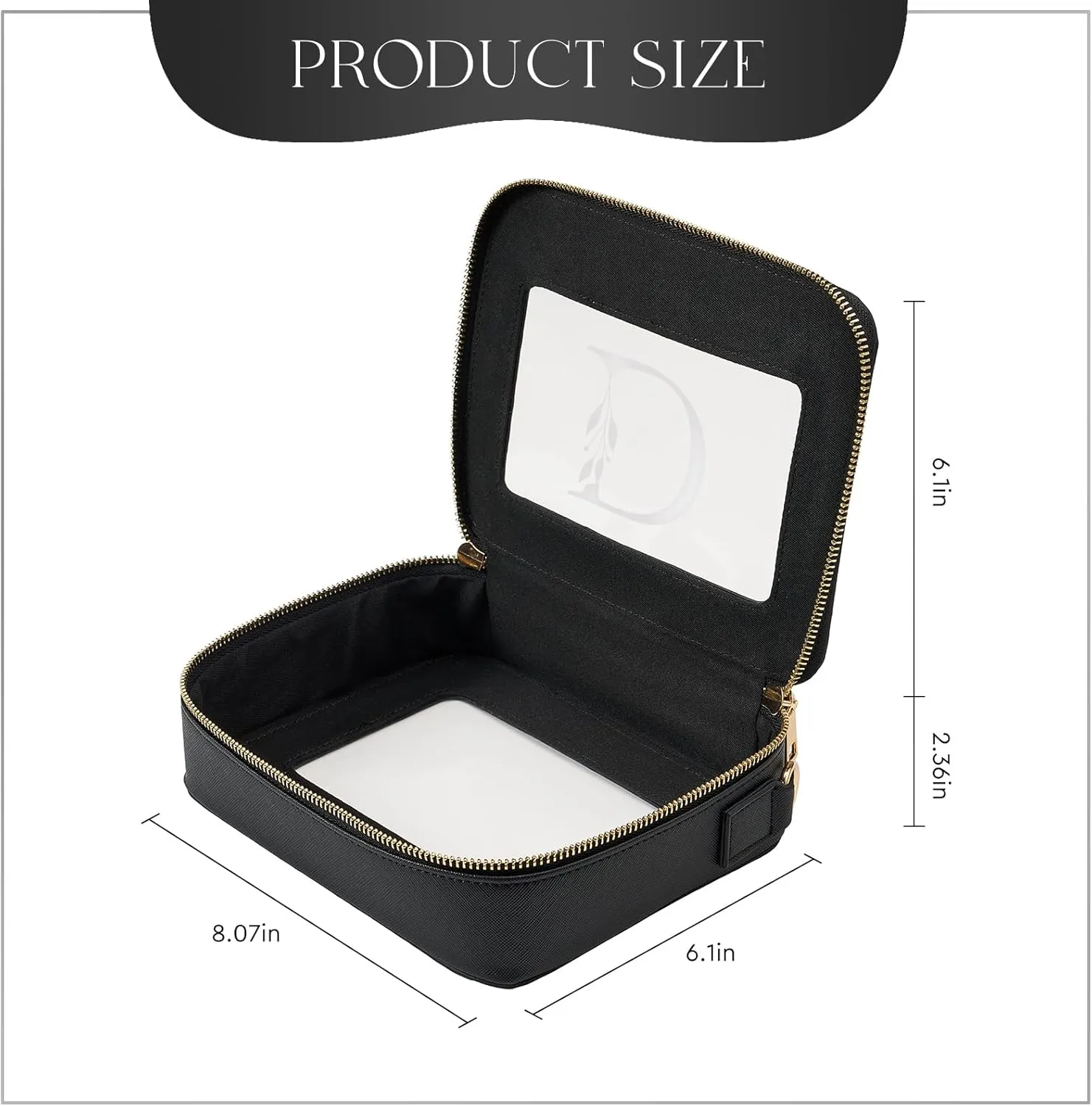 AW BRIDAL Monogram Makeup Bag Small Clear Makeup Bag Clear Toiletry Travel Bag with Shoulder Strap Small Clear Cosmetic Bag Travel Toiletry Bags for Women Clear Makeup Bag with Zipper, Letter D