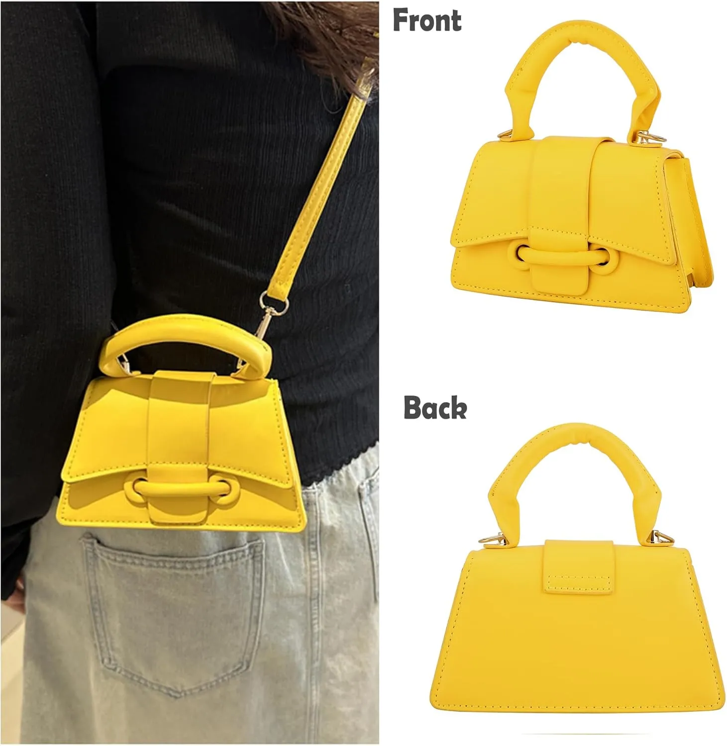 Ayliss Mini Crossbody Handbag Women's Purse Clutch Cute Mini Trendy Bag Top Handle PU Leather Shoulder Bag