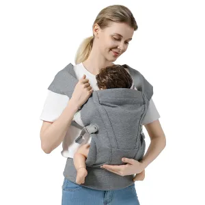 Baby Carrier Newborn to Toddler Baby Wrap Carriers(7-30lbs)，Hands Free Baby Sling Carrier with Enhanced Lumbar Support，Ergonomic Design Infant Holder Carrier, Light Grey