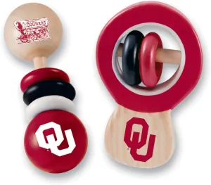 BabyFanatic Wood Rattle 2 Pack - NCAA Oklahoma Sooners - Officially Licensed Baby Toy Set!