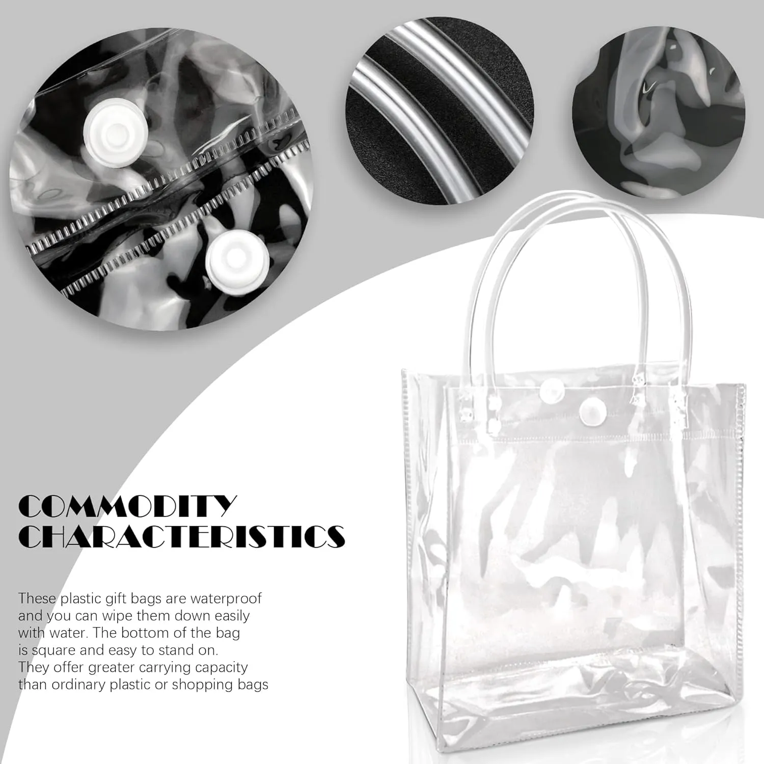 BadenBach 16 PCS Small Clear Gift Bags with Handles,8.66" x 8.66" x 3.15",Transparent Plastic Gift Wrap Bag Reusable Clear Party Favor Goodie Bag for Boutique Wedding Birthday Baby Shower Mother's Day
