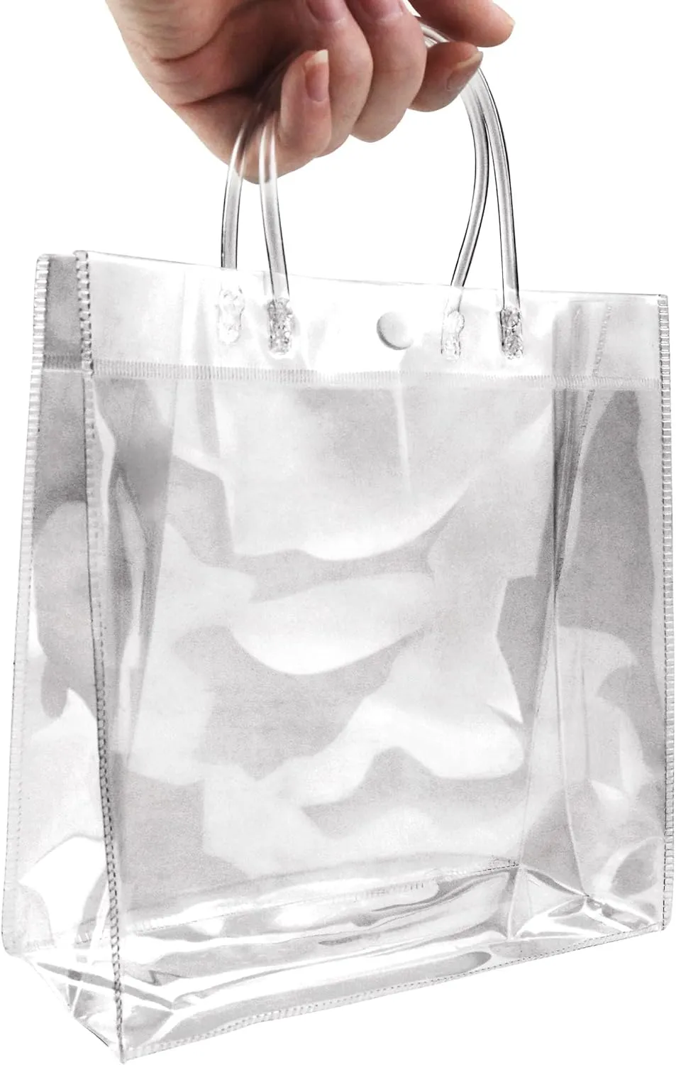 BadenBach 16 PCS Small Clear Gift Bags with Handles,8.66" x 8.66" x 3.15",Transparent Plastic Gift Wrap Bag Reusable Clear Party Favor Goodie Bag for Boutique Wedding Birthday Baby Shower Mother's Day