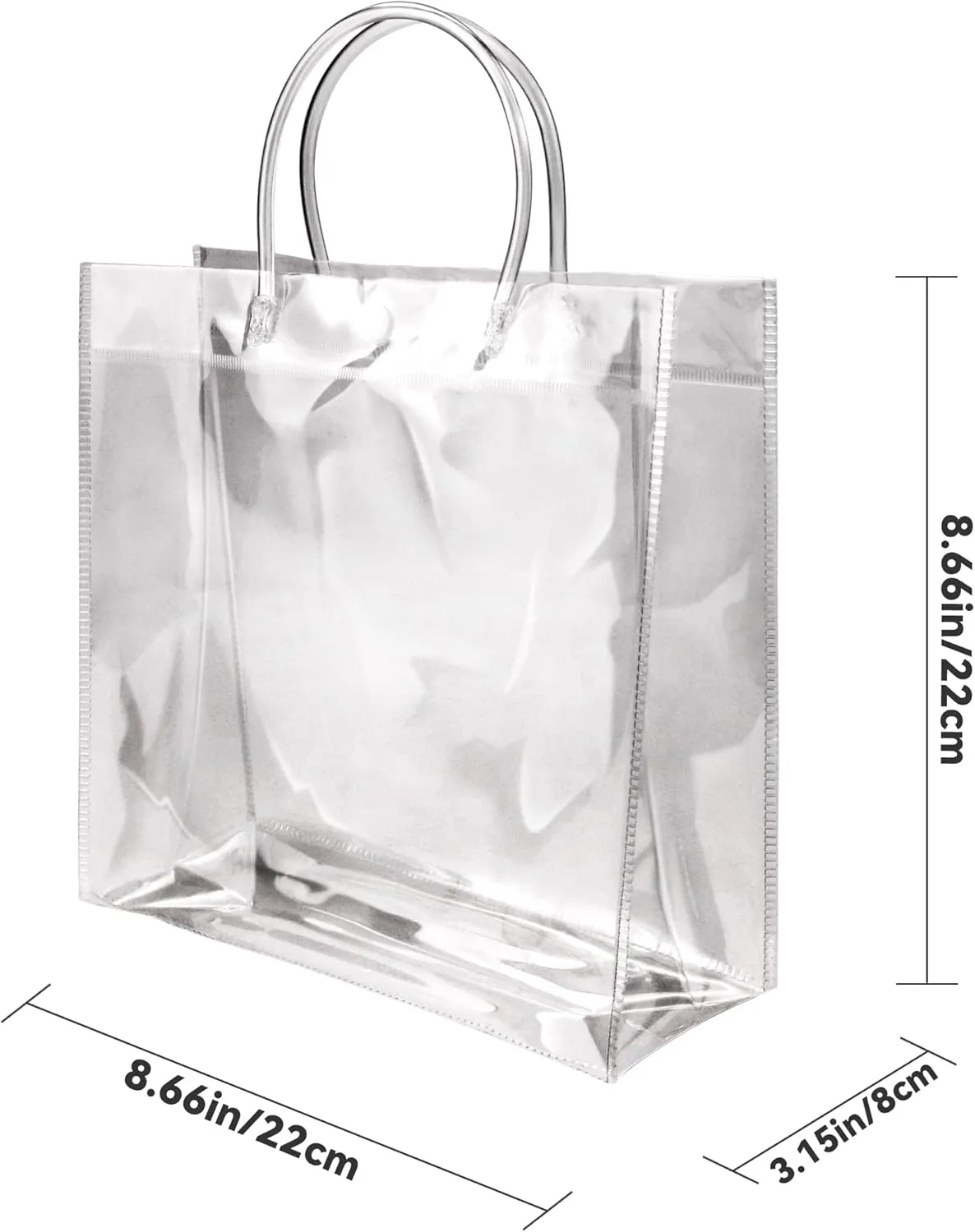 BadenBach 16 PCS Small Clear Gift Bags with Handles,8.66" x 8.66" x 3.15",Transparent Plastic Gift Wrap Bag Reusable Clear Party Favor Goodie Bag for Boutique Wedding Birthday Baby Shower Mother's Day
