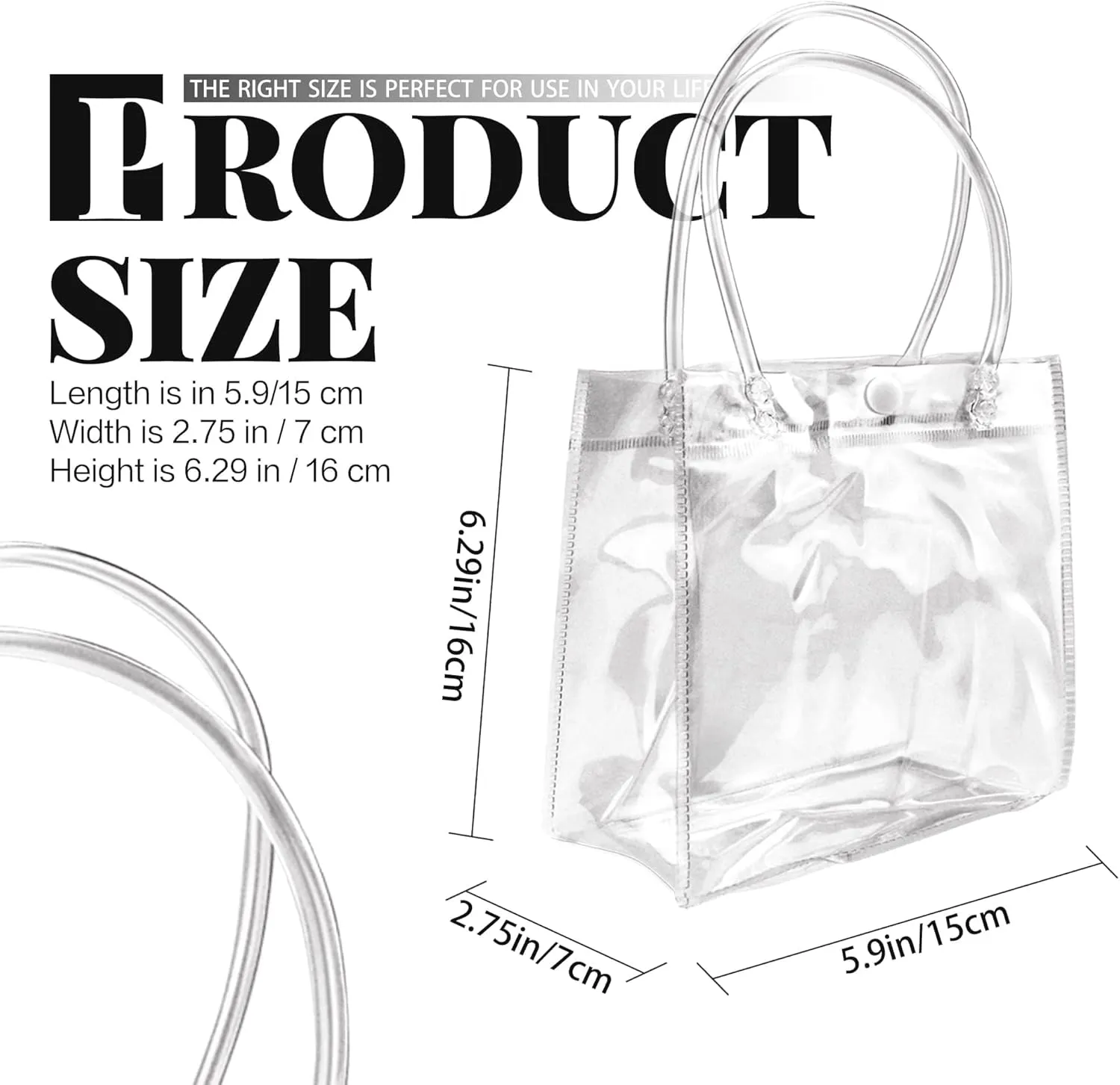 BadenBach 24 PCS Mini Clear Gift Bags with Handle,5.9" x 6.3" x 2.8",Small Transparent Plastic Gift Wrap Bags Bulk Reusable Clear Party Favor Goodie Bag for Boutique Wedding Birthday Mother's Day