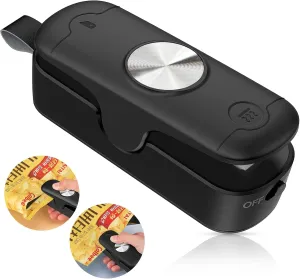 Bag Sealer, 2 in 1 Mini Bag Sealer Heat Seal and Cutter, Portable Chip Bag Sealer Heat Sealer Bag Resealer for Snacks Candies Plastic Bag Food Storage (Batteries Included)
