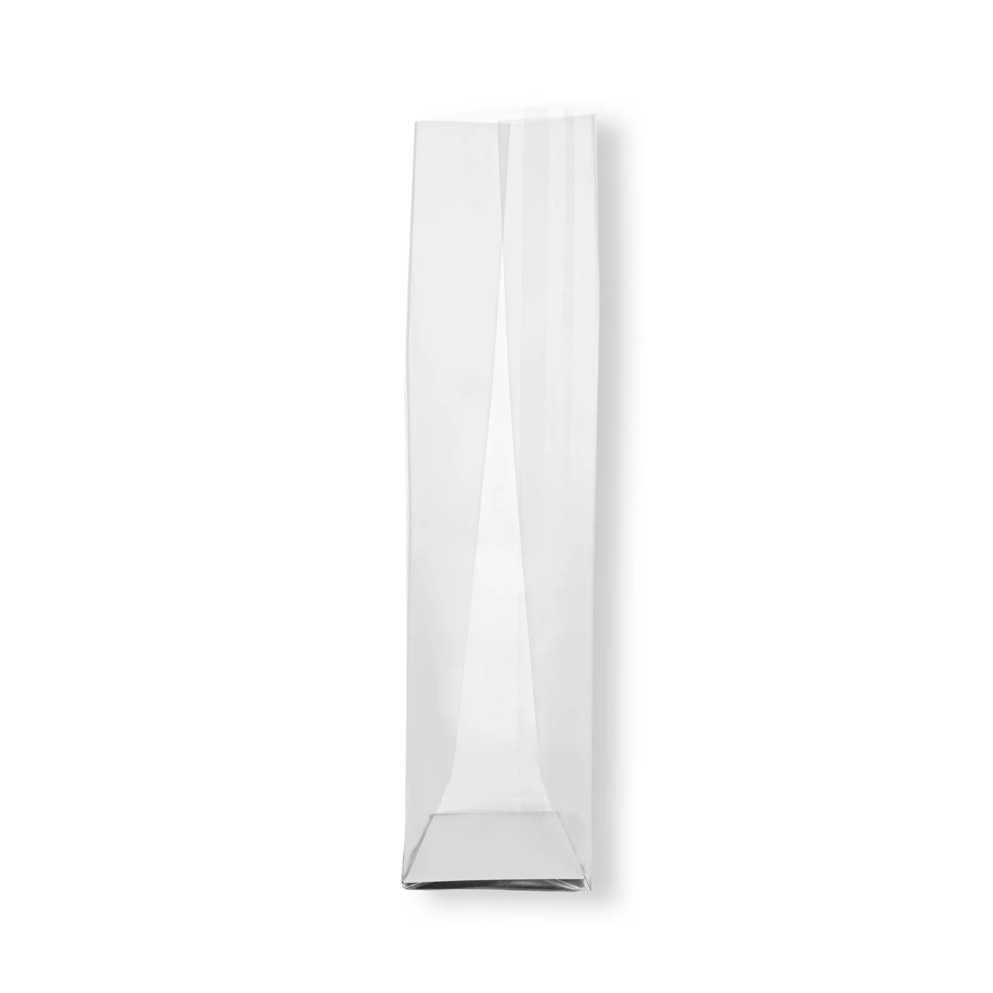 Bag Tek Clear Plastic Gusset Bag - Flat Bottom, Paper Insert, Heat Sealable - 2" x 2" x 8 1/4" - 100 count box