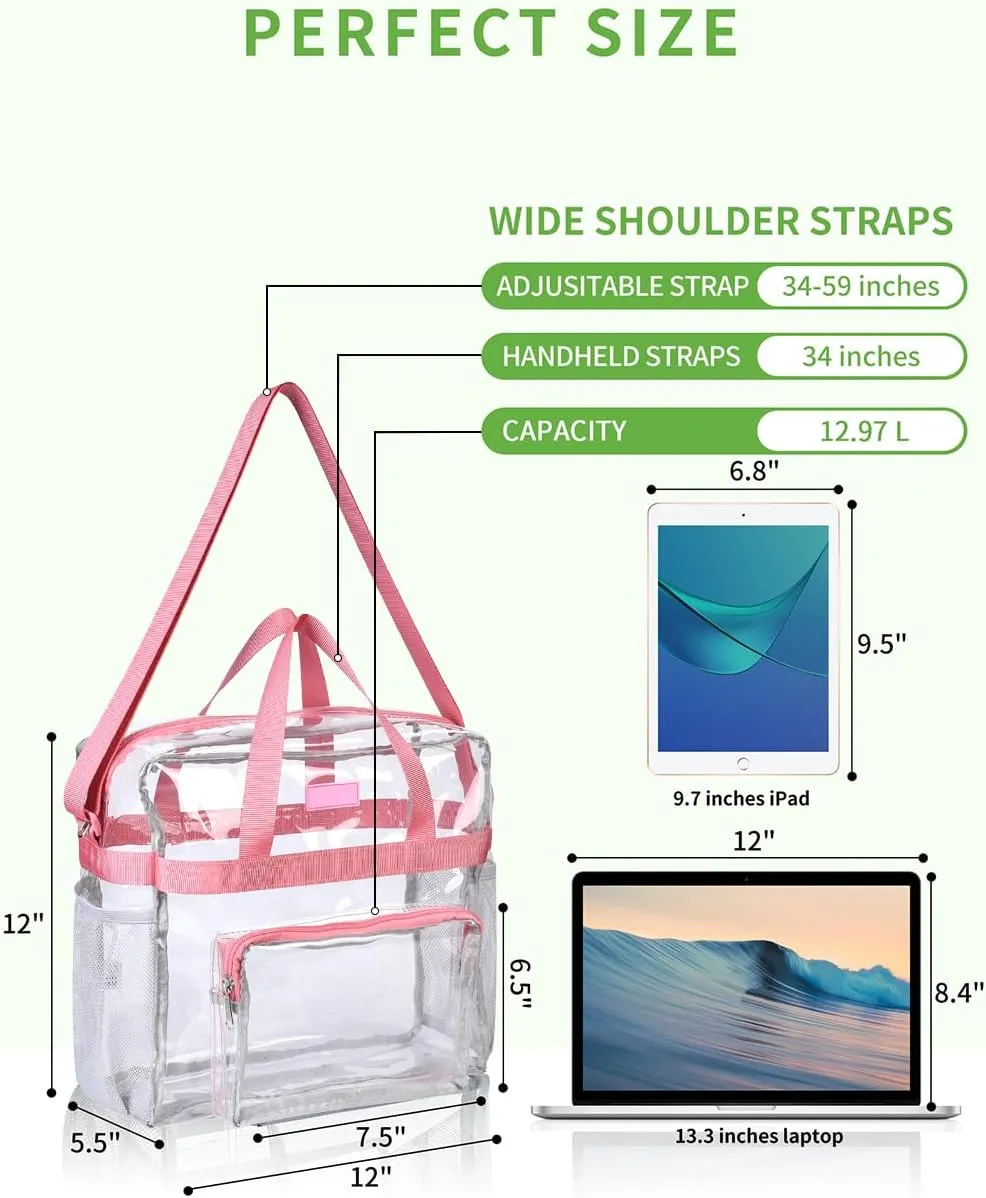 Bagenius Clear Bag Stadium Approved 12×6×12 Clear bag for Stadium Events Sports Concert Festival Work