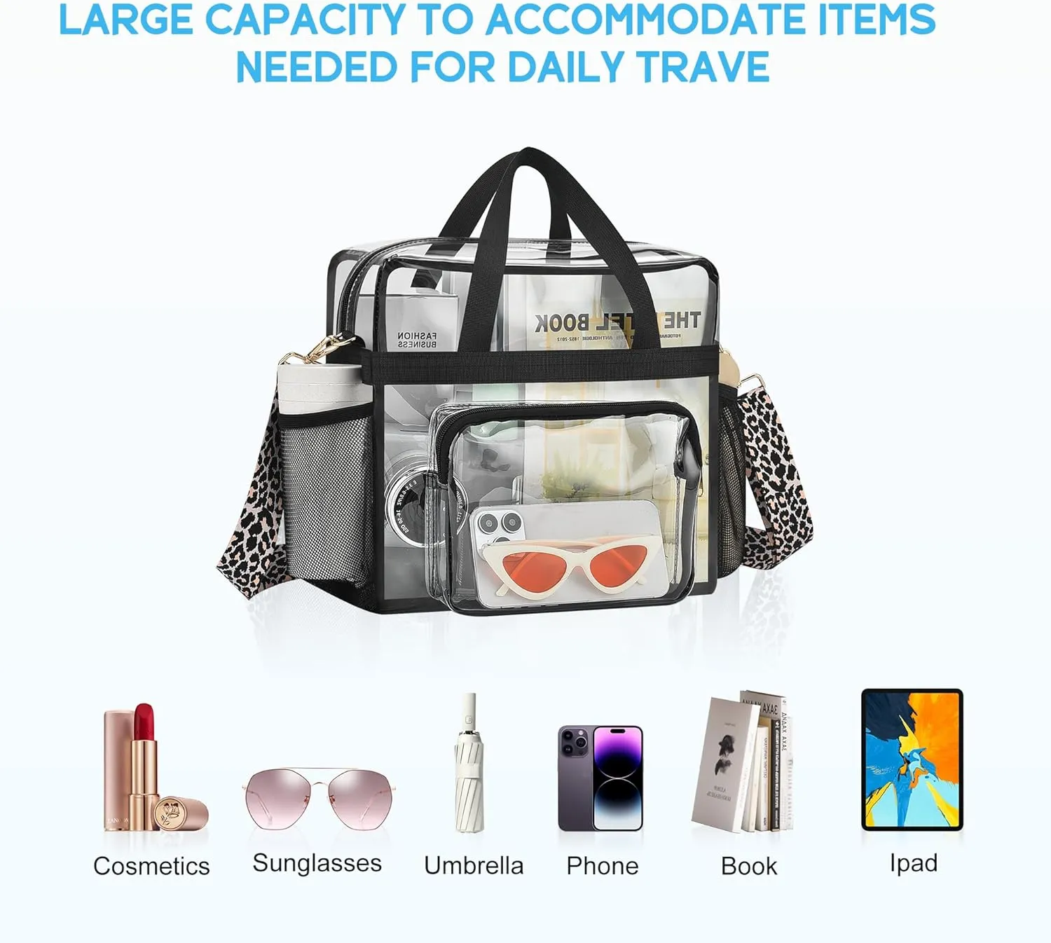 Bagenius Clear Bag Stadium Approved 12×6×12 Clear bag for Stadium Events Sports Concert Festival Work