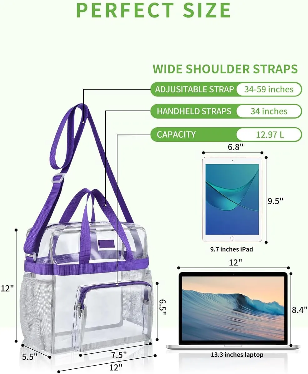 Bagenius Clear Bag Stadium Approved 12×6×12 Clear bag for Stadium Events Sports Concert Festival Work