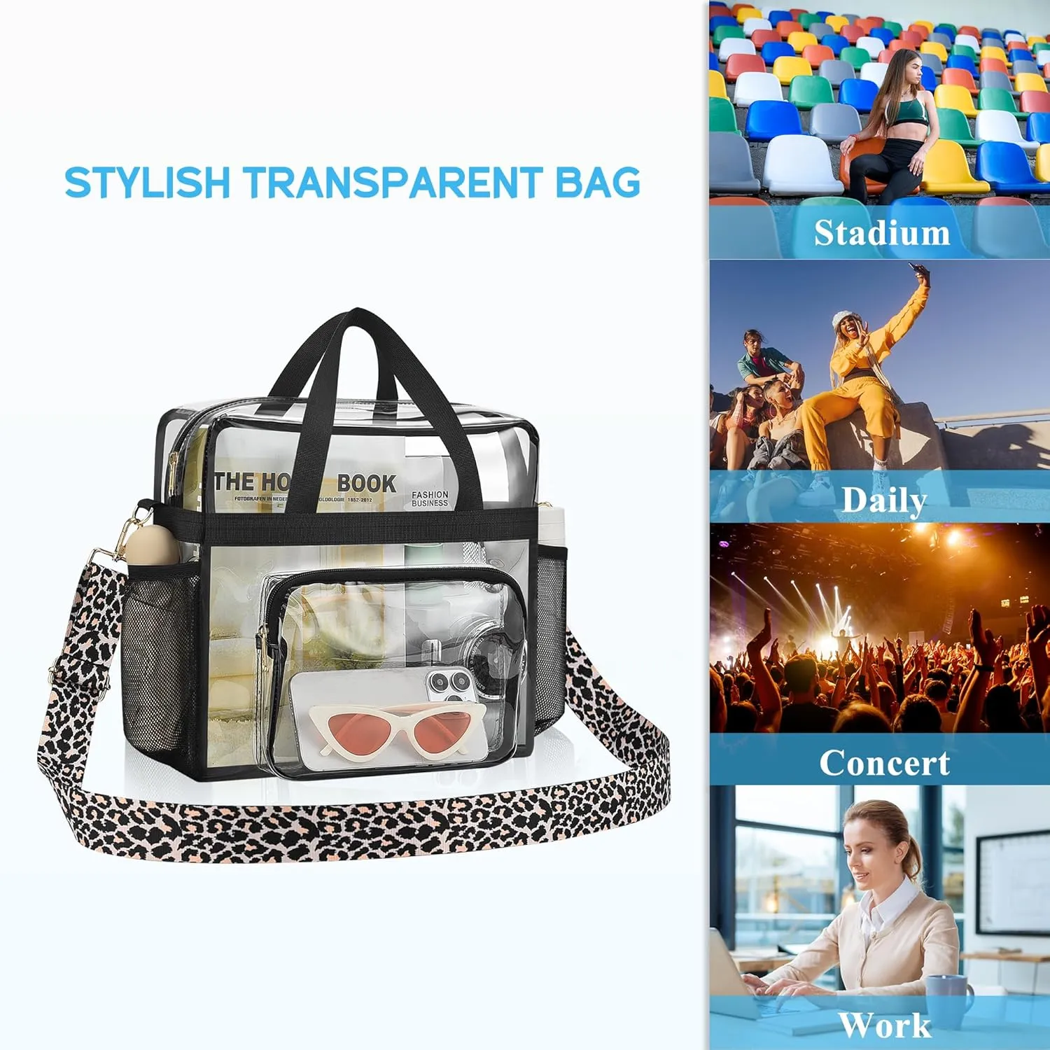 Bagenius Clear Bag Stadium Approved 12×6×12 Clear bag for Stadium Events Sports Concert Festival Work