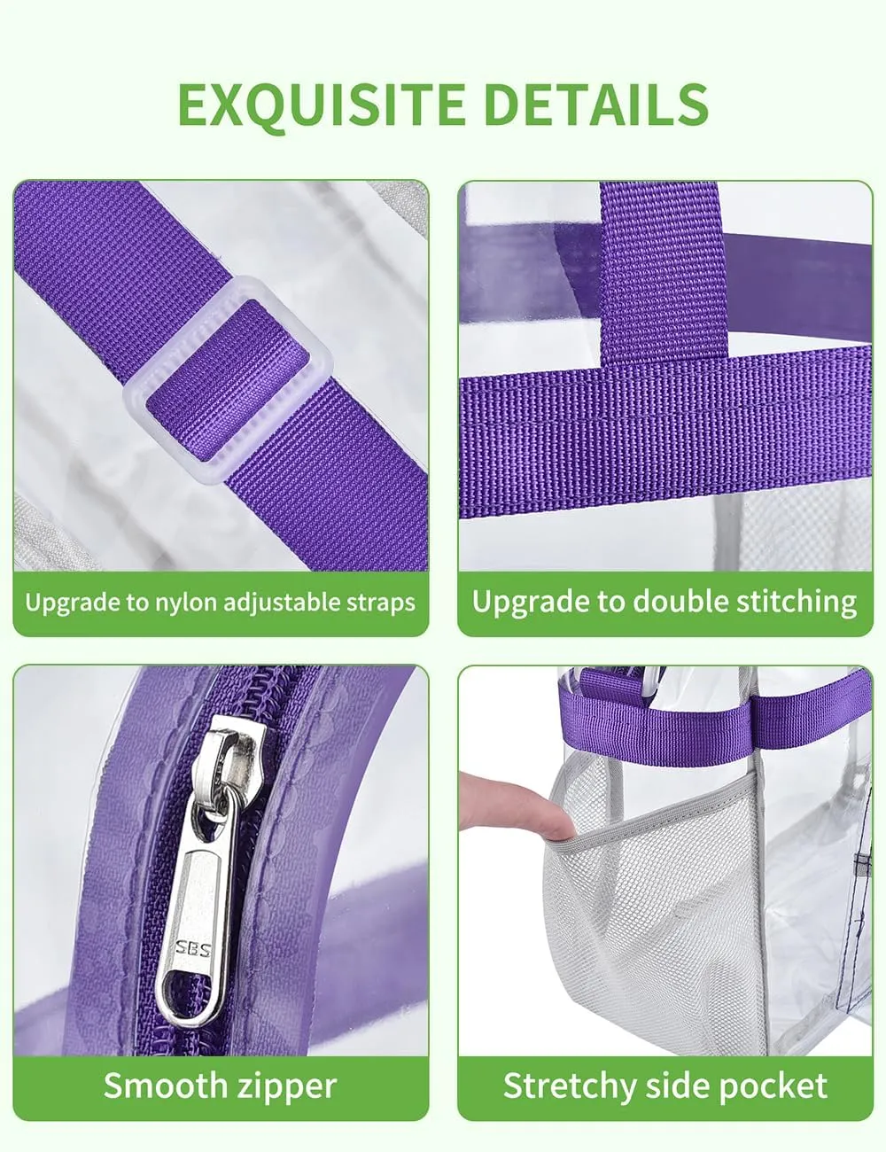 Bagenius Clear Bag Stadium Approved 12×6×12 Clear bag for Stadium Events Sports Concert Festival Work