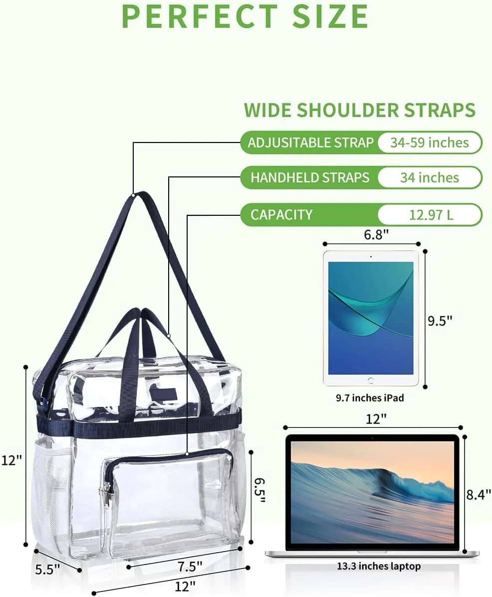 Bagenius Clear Bag Stadium Approved 12×6×12 Clear bag for Stadium Events Sports Concert Festival Work
