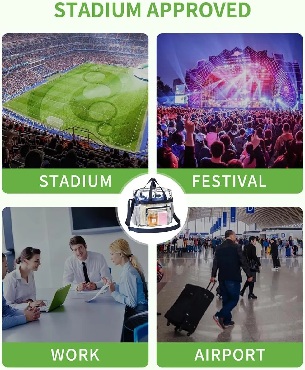 Bagenius Clear Bag Stadium Approved 12×6×12 Clear bag for Stadium Events Sports Concert Festival Work