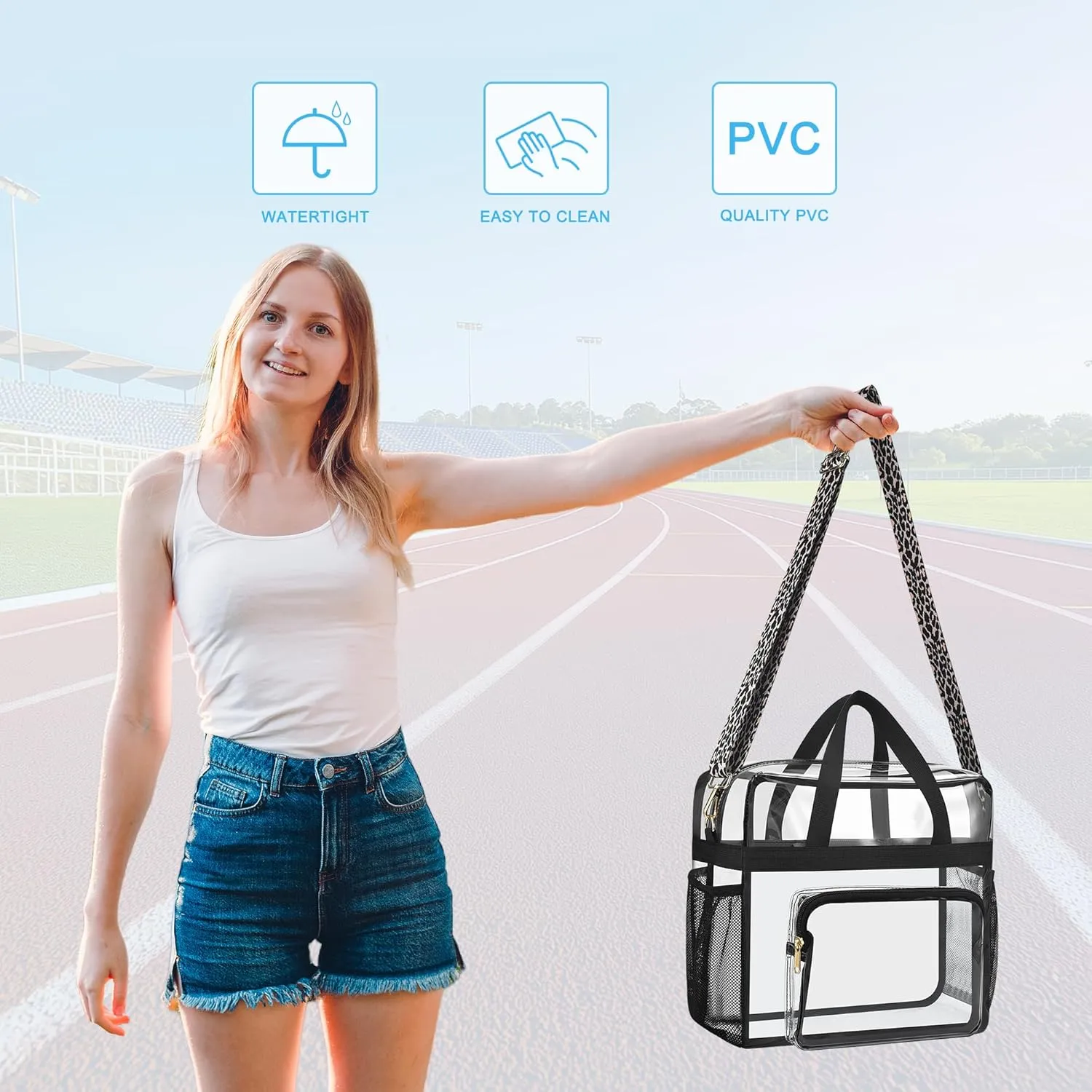 Bagenius Clear Bag Stadium Approved 12×6×12 Clear bag for Stadium Events Sports Concert Festival Work