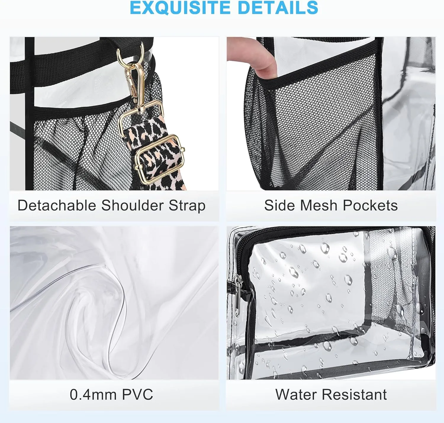 Bagenius Clear Bag Stadium Approved 12×6×12 Clear bag for Stadium Events Sports Concert Festival Work