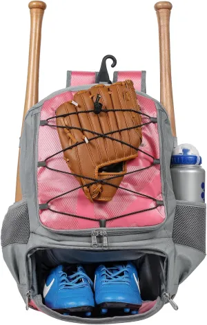 Baseball Bag for Adult Lightweight Youth Softball Backpack, Catcher Bag with Shoe Compartment and External Helmet Holder, Waterproof and Durable