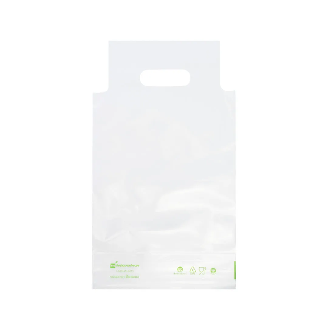 Basic Nature Clear Plastic Drink Carrier Bag - Fits 1 Cup, Biodegradable - 6 1/4" x 3 1/4" x 11" - 100 count box