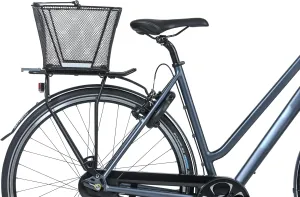 Basil Lesto MIK Bicycle Basket Black - Lockable MIK System with Adapter Plate, Weatherproof & Robust, Ideal for Shopping and Daily Use