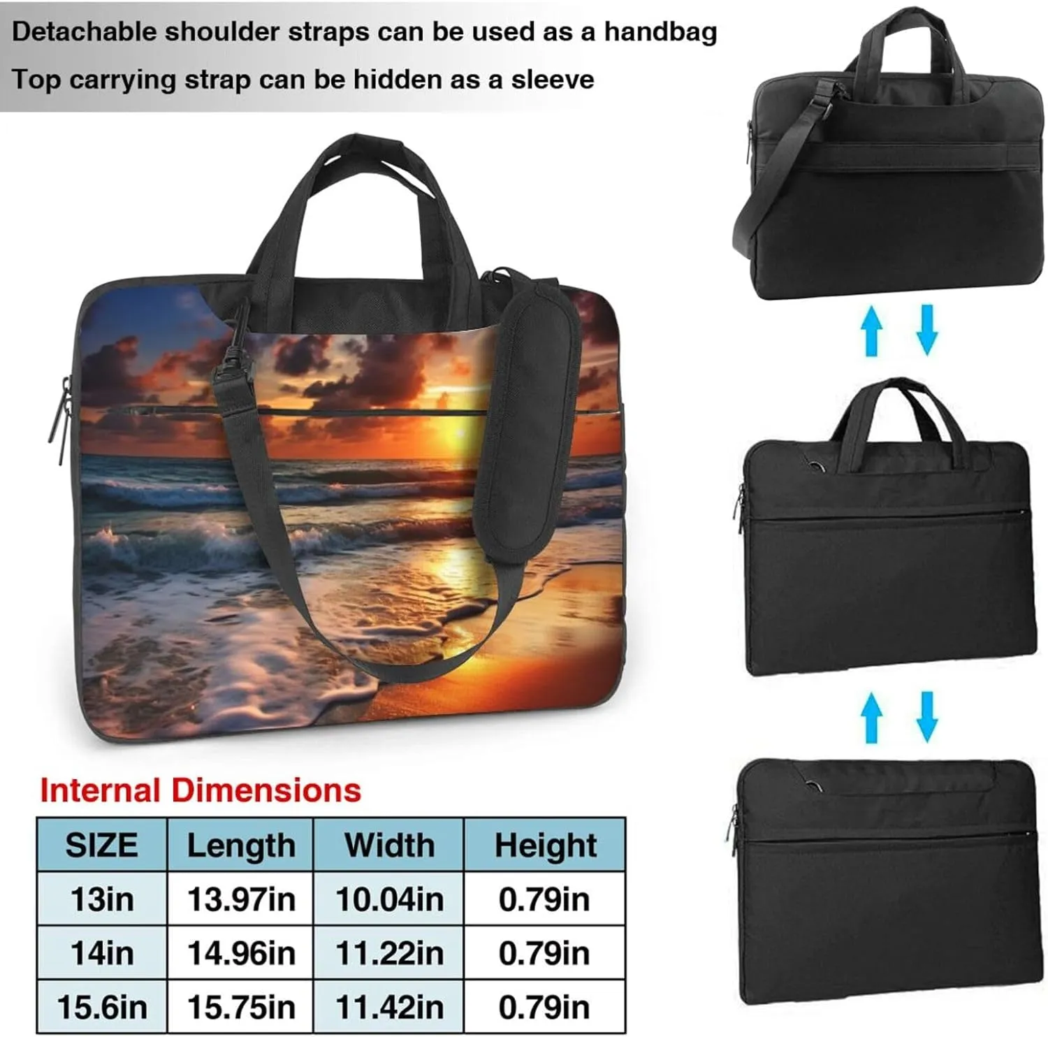Beach Sunrise Laptop Tote Bag for Men Women Laptop Sleeve Shoulder Briefcase Messenger Computer Bag