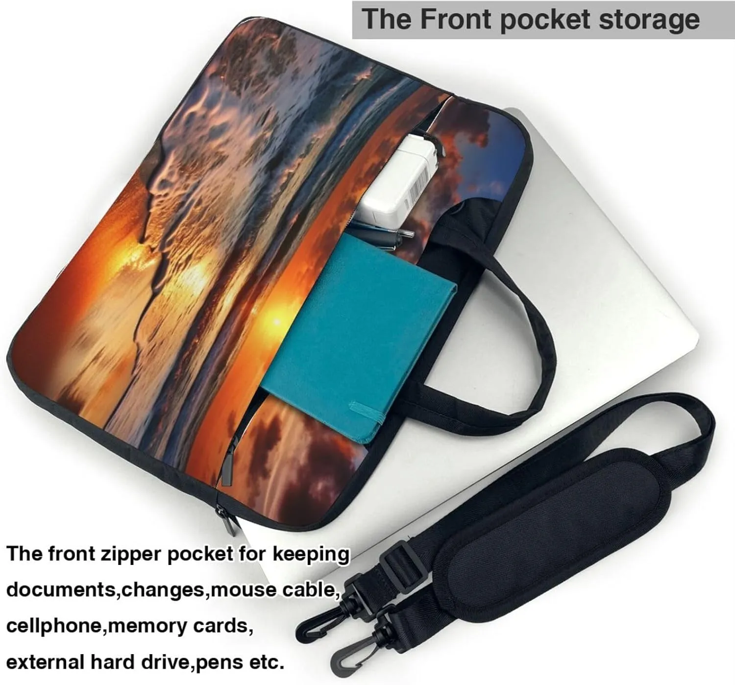 Beach Sunrise Laptop Tote Bag for Men Women Laptop Sleeve Shoulder Briefcase Messenger Computer Bag